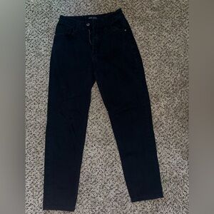 Mid-Waist Straight Leg Black Jeans